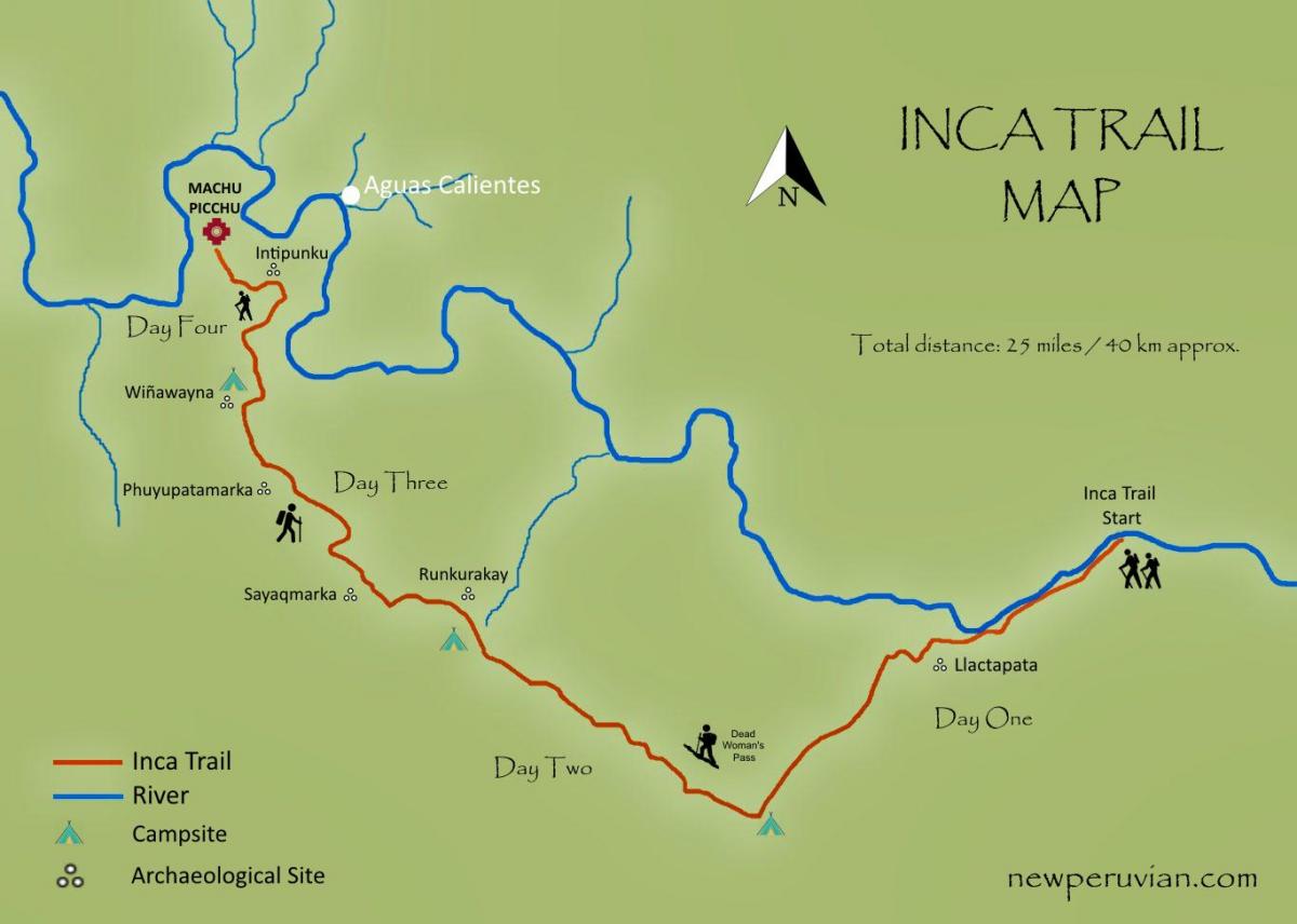 რუკა inca ბილიკი პერუს