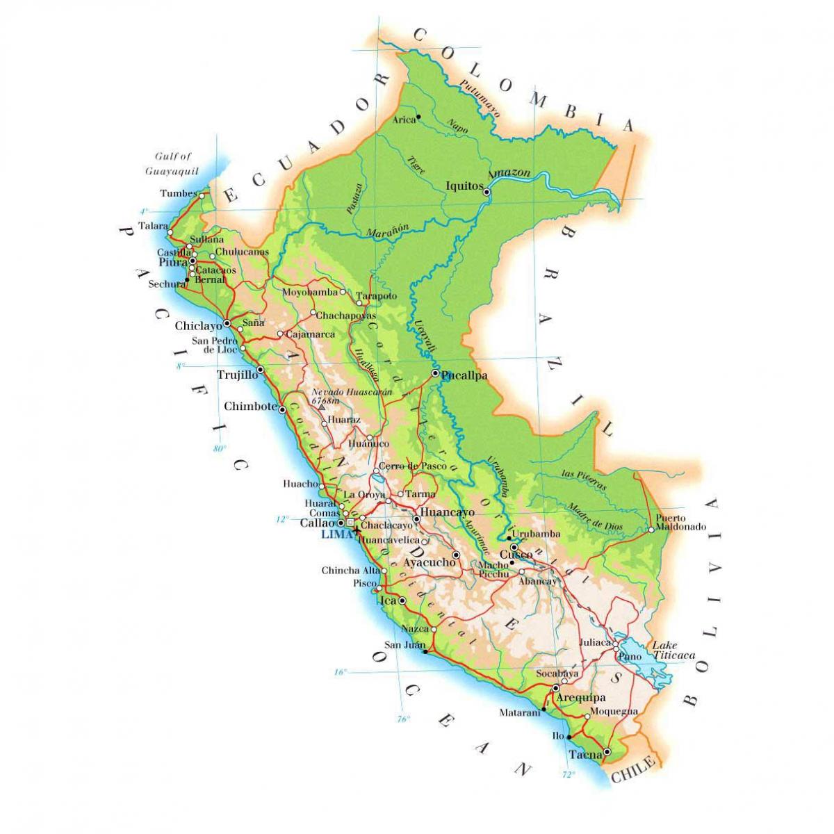 რუკა საქართველოს ფიზიკური რუკა პერუს