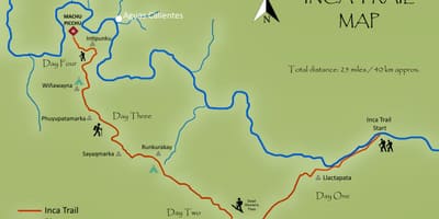 რუკა inca ბილიკი პერუს